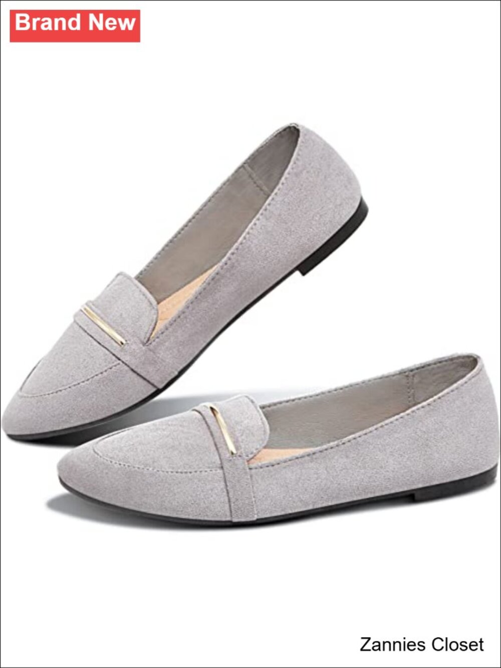 ✨ Pointy Toe Faux Suede Penny Loafers Slip On Ballet Flats Comfortable Work